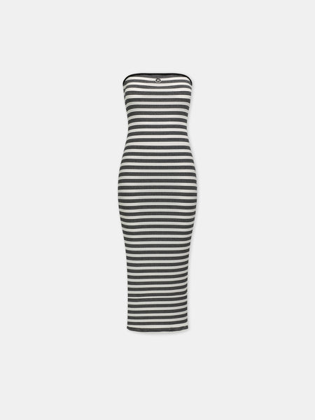 grey white striped maxi dress WOMEN - WOMEN'S MA STRIPED MAXI DRESS