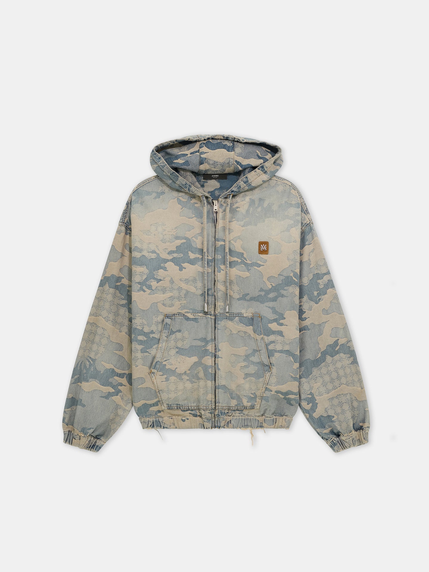 CAMO JACQUARD DENIM ZIP HOODIE - Camo Indigo - AMIRI