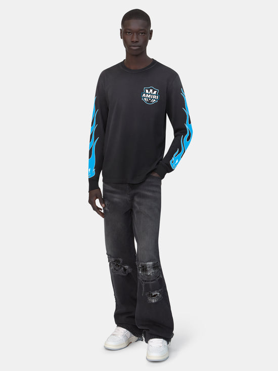 AMIRI EAGLE FLAMES LONG SLEEVE TEE - Black - AMIRI