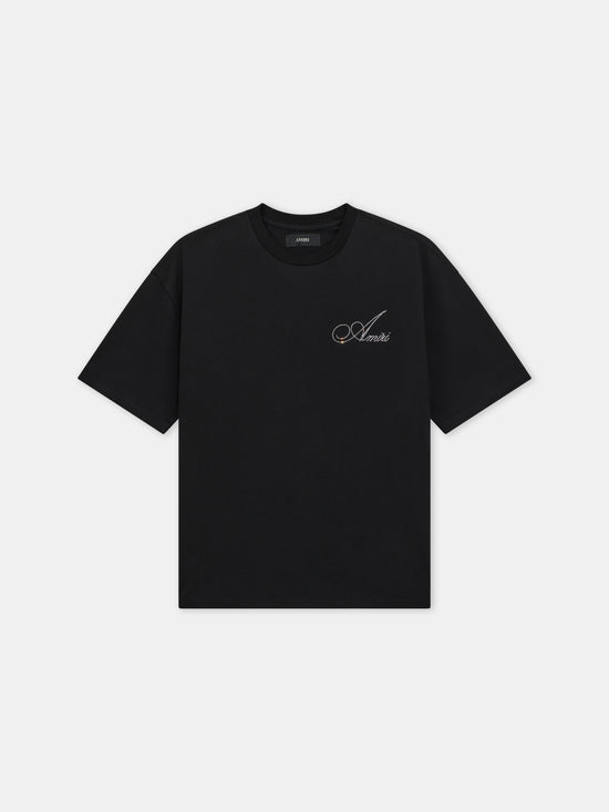 CRYSTAL AMIRI SCRIPT OVERSIZED TEE - Black - AMIRI