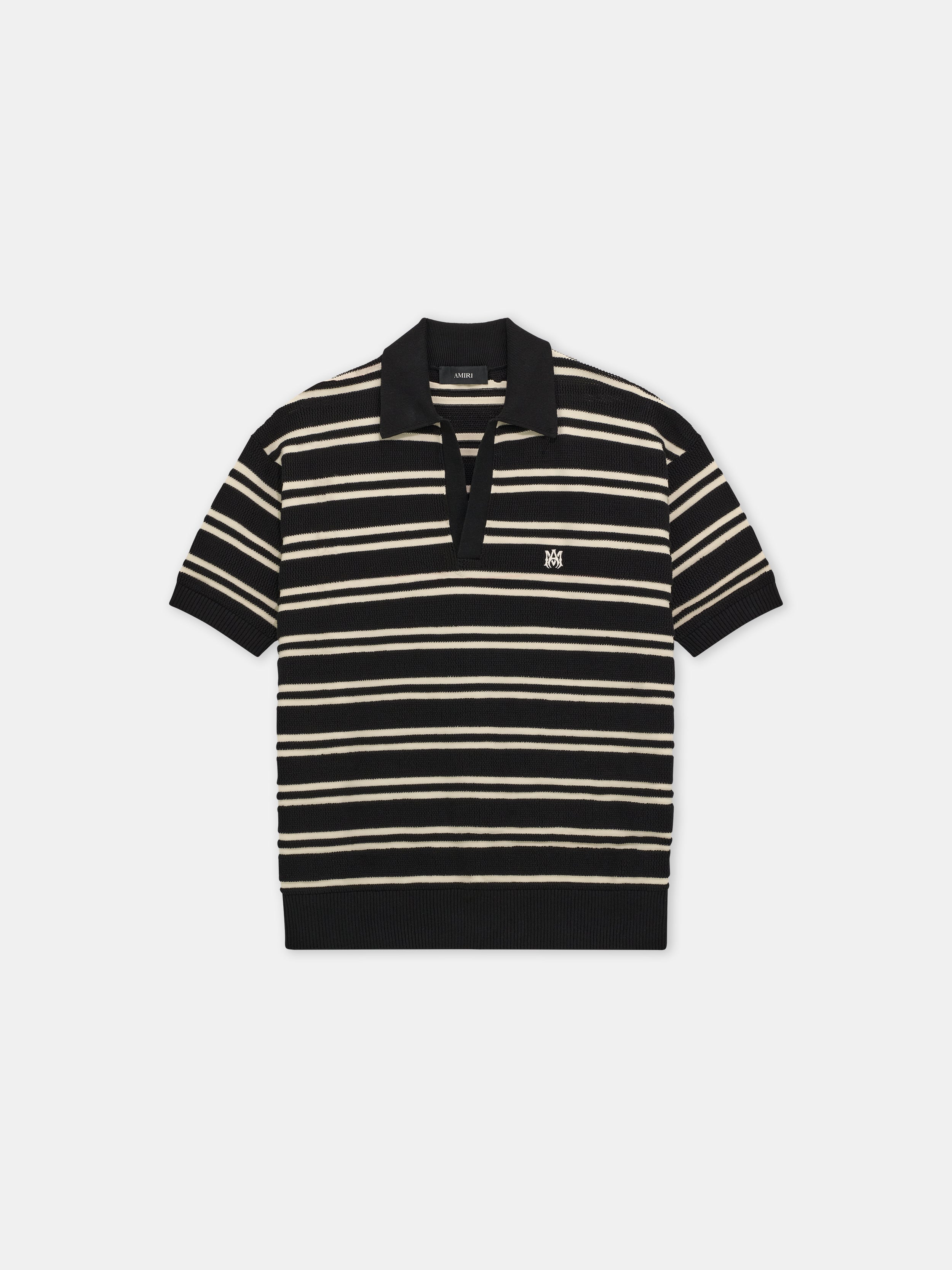 Product MA STRIPE KNIT SS POLO - Black featured image