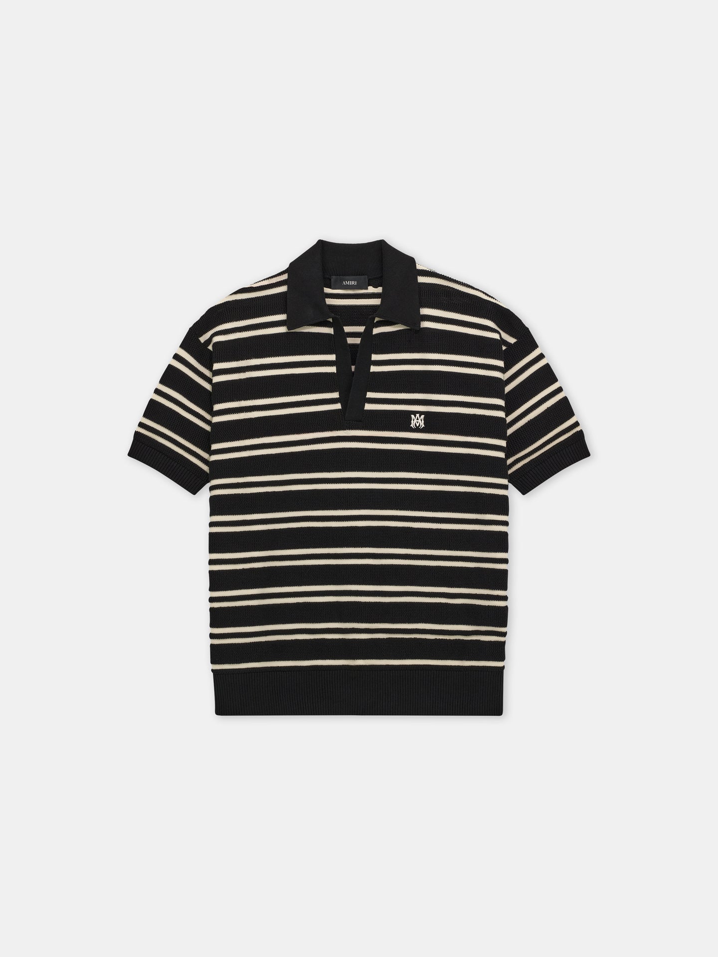 MA STRIPE KNIT SS POLO - Black - AMIRI