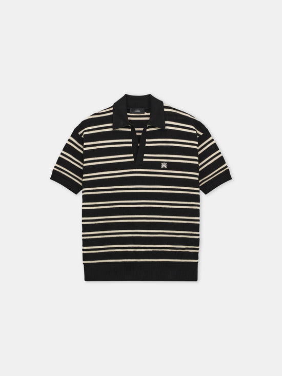 MA STRIPE KNIT SS POLO - Black - AMIRI
