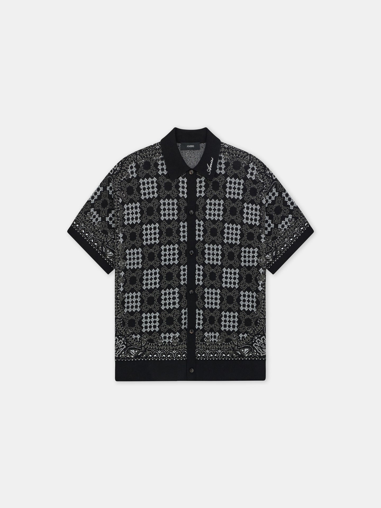 MA QUAD CHECK MESH KNIT SHIRT - Black - AMIRI