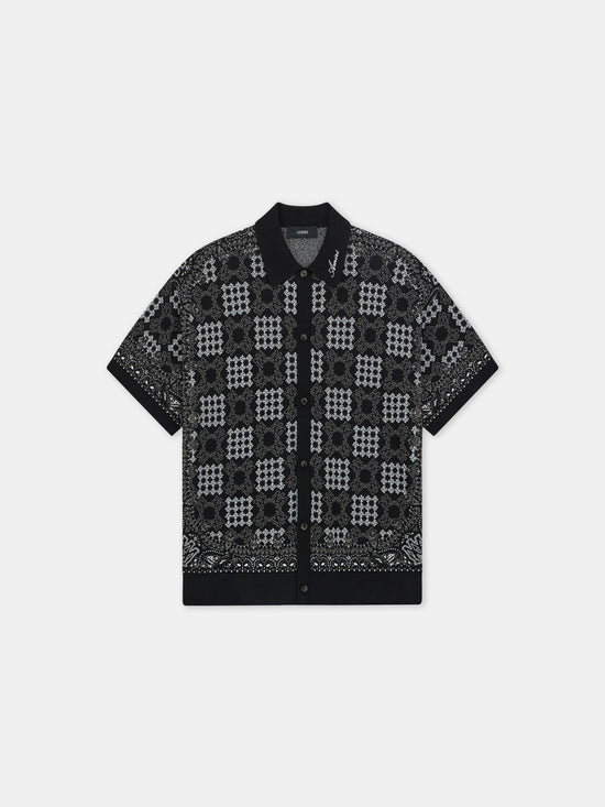 MA QUAD CHECK MESH KNIT SHIRT - Black - AMIRI