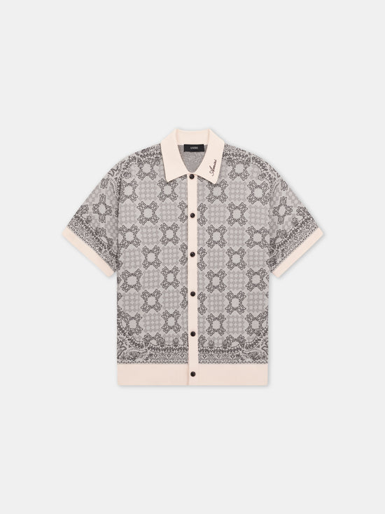 MA QUAD CHECK MESH KNIT SHIRT - Alabaster