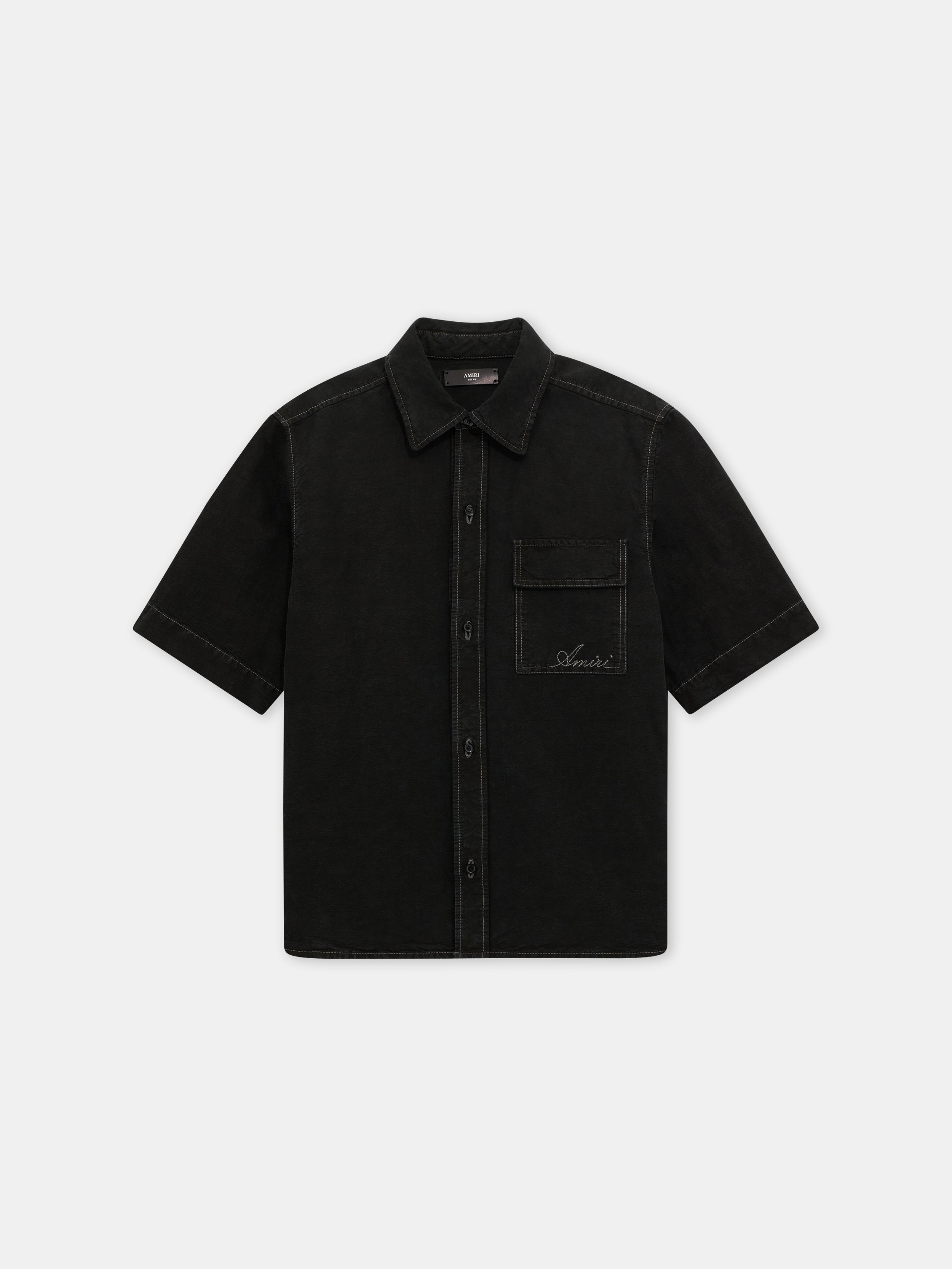 Product SCRIPT LINEN GD PKT SS SHIRT - Black featured image