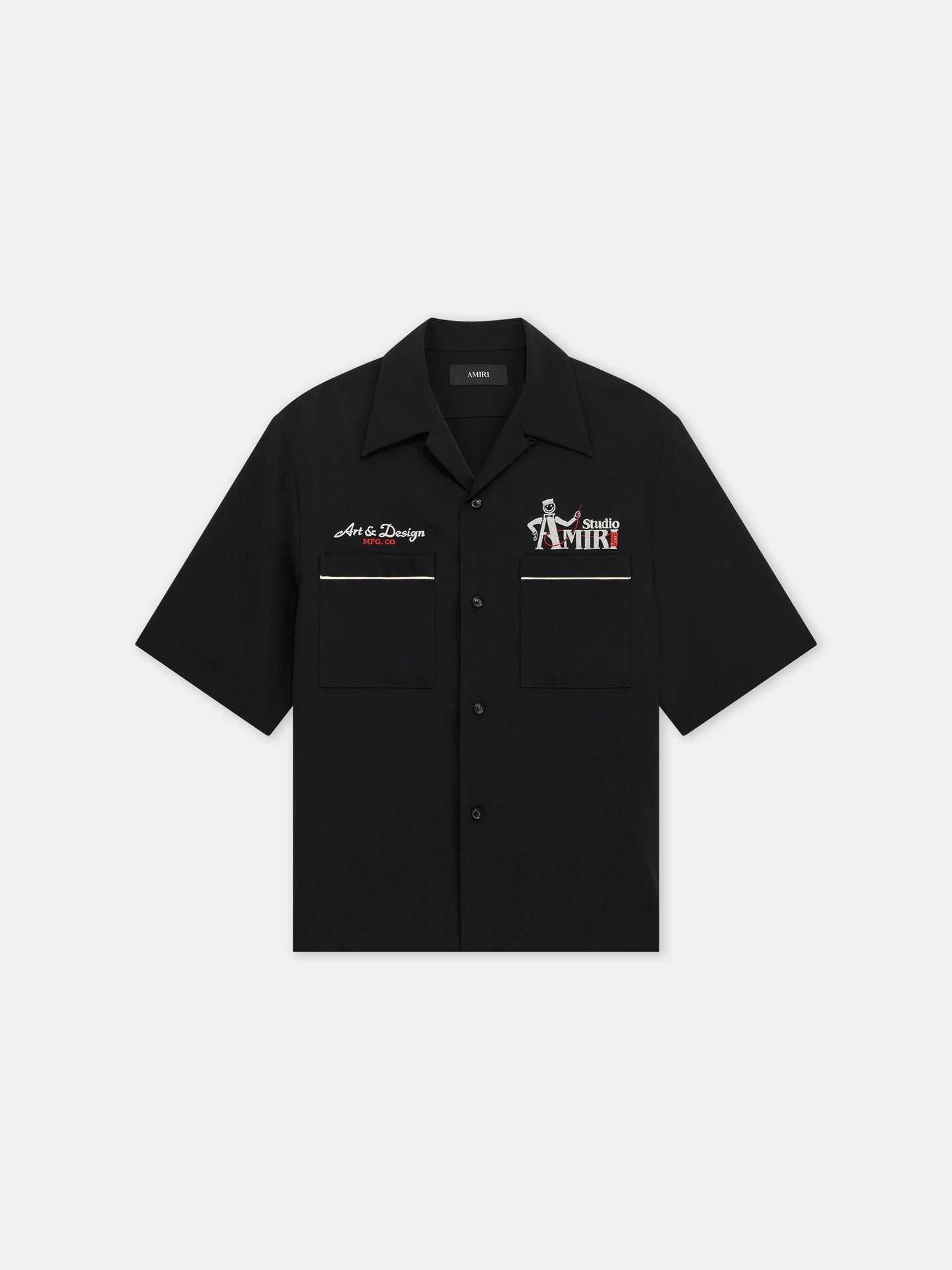AMIRI STUDIO CREPE CAMP SHIRT - Black - AMIRI