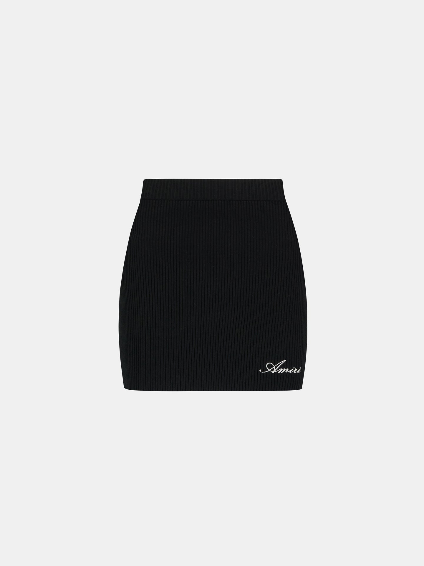 WOMEN - WOMEN'S SCRIPT RIB KNIT MINI SKIRT - Black - AMIRI