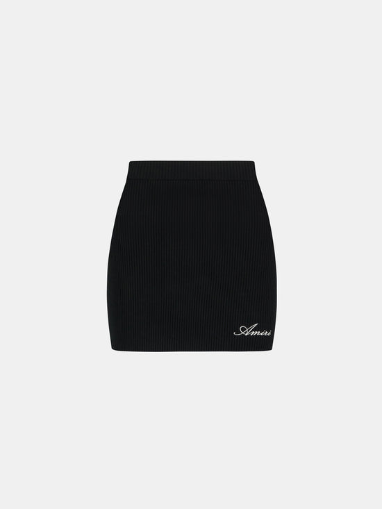 WOMEN - WOMEN'S SCRIPT RIB KNIT MINI SKIRT - Black - AMIRI