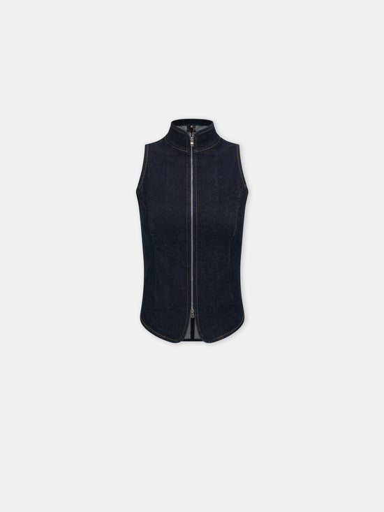 WOMEN - WOMEN'S AMIRI RAW DENM ZIP TOP - Raw Indigo - AMIRI