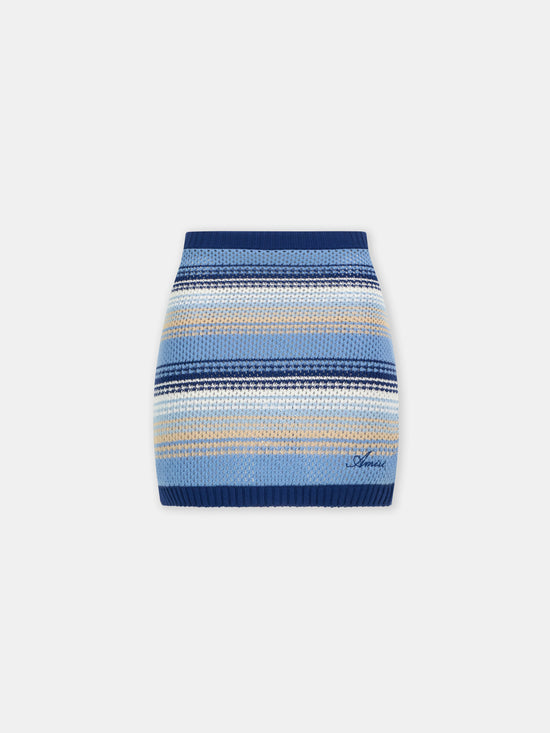 WOMEN - WOMEN'S SCRIPT STRIPE KNIT MINI SKIRT - Blue - AMIRI
