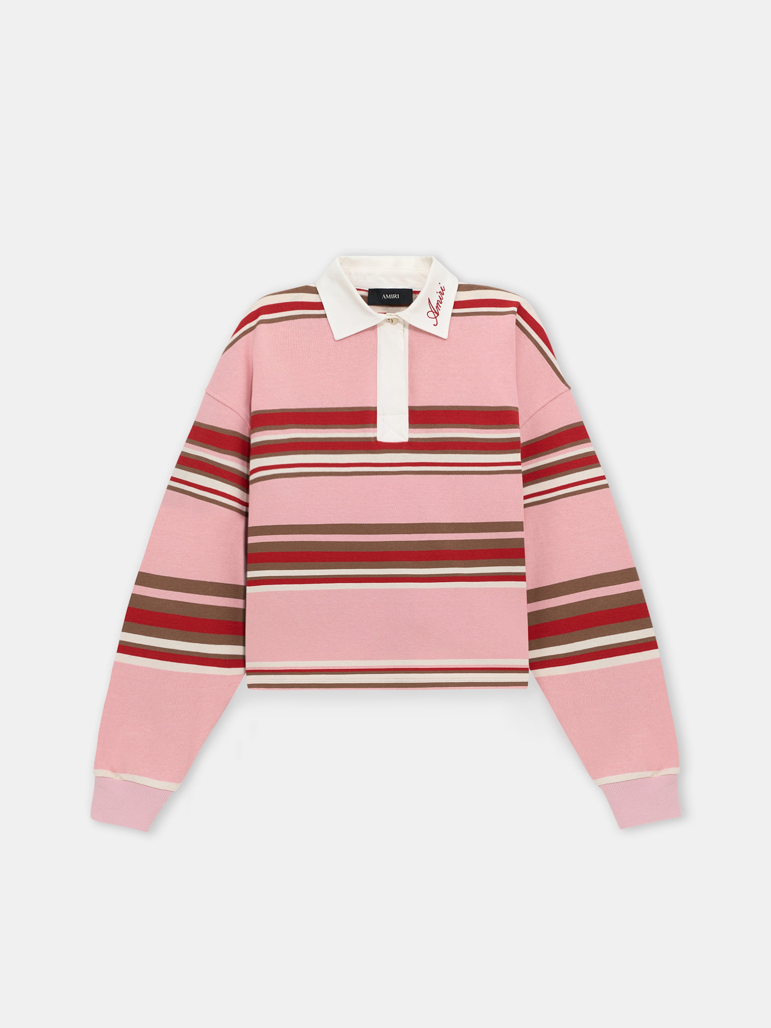 Product WOMEN - WOMEN'S STRIPED OVERSIZED LONG SLEEVE POLO - Pink featured image