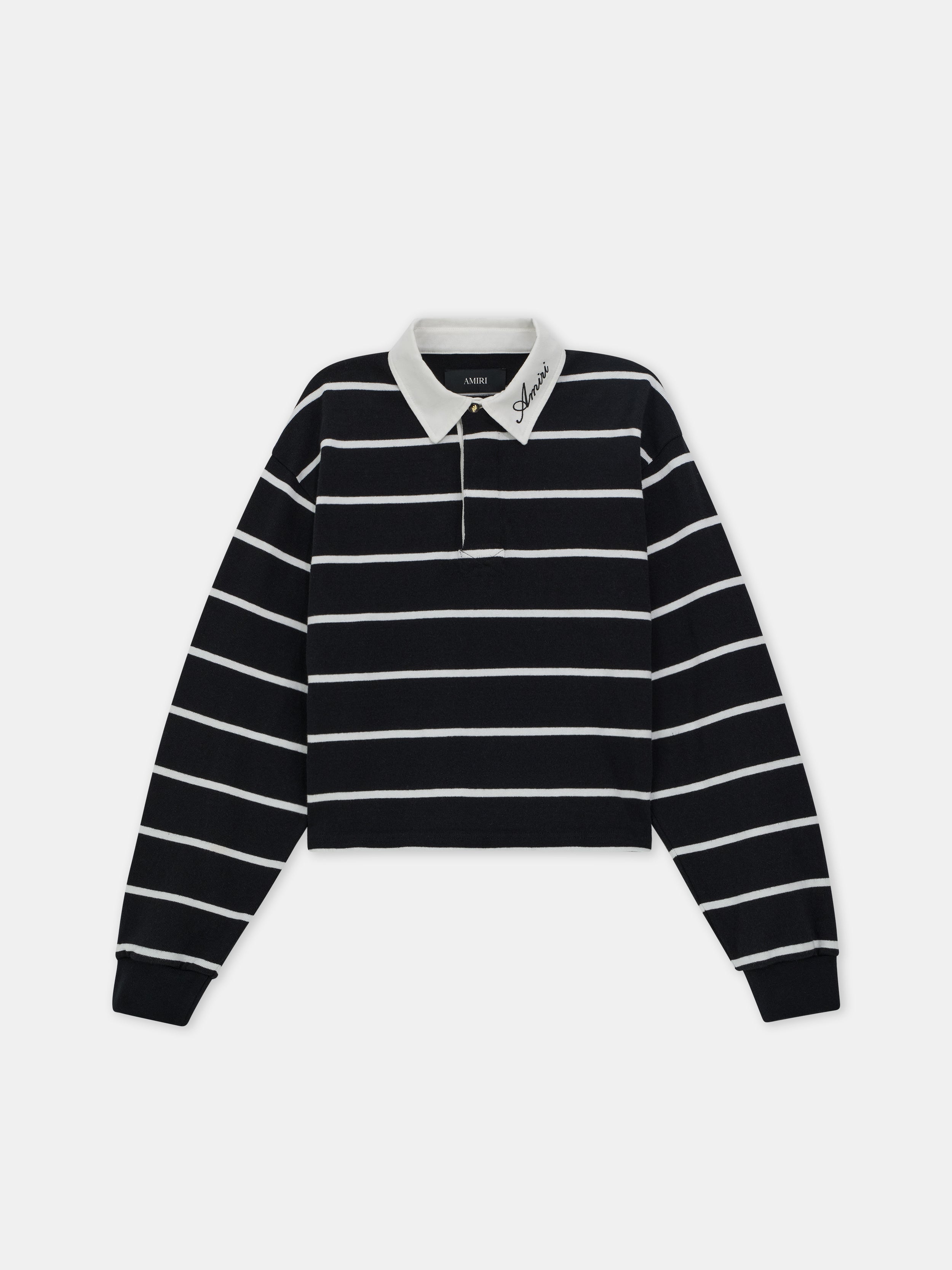 Product WOMEN - WOMEN'S STRIPED LONG SLEEVE POLO - Black featured image