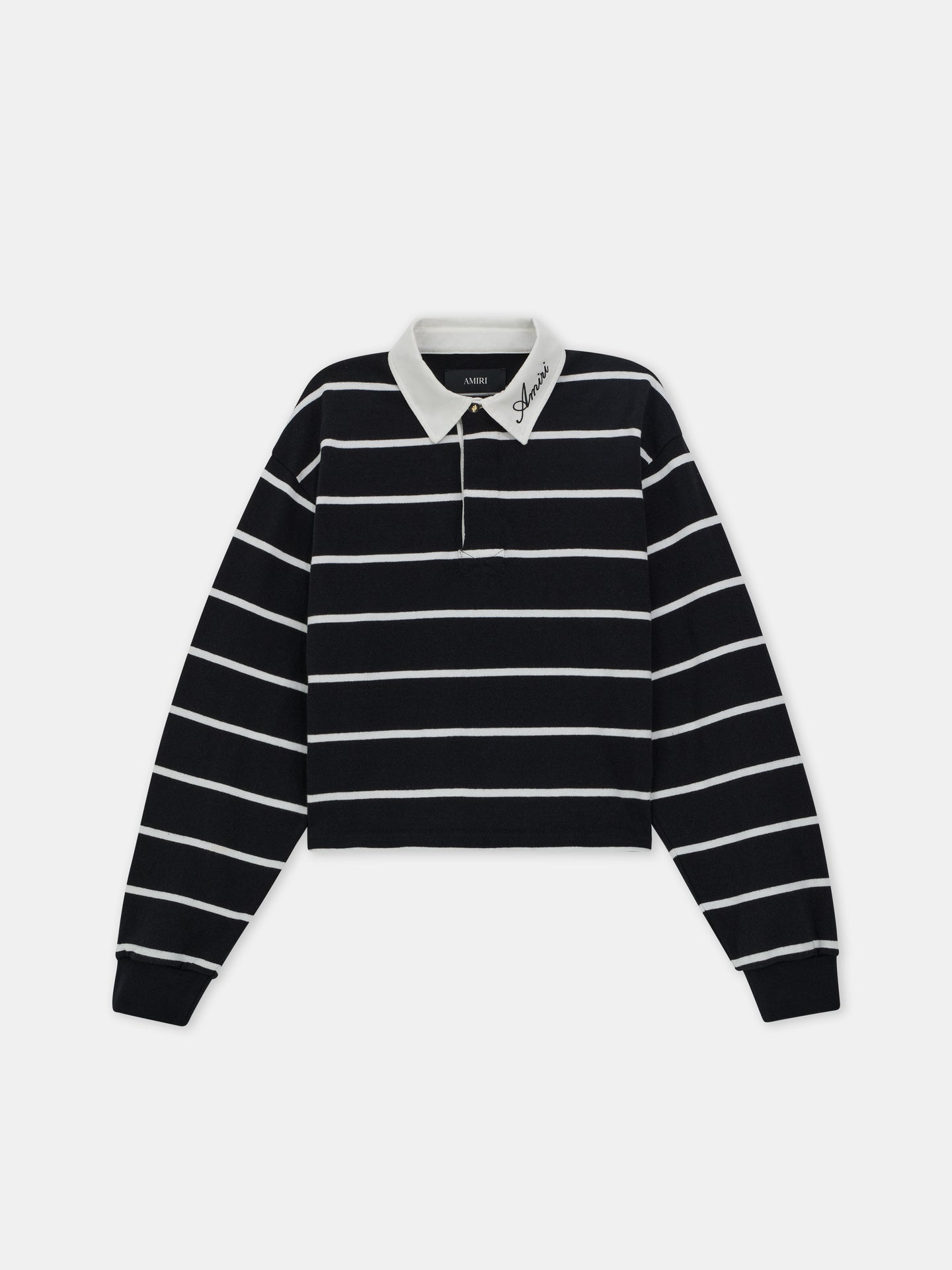 WOMEN - WOMEN'S STRIPED LS POLO - Black - AMIRI