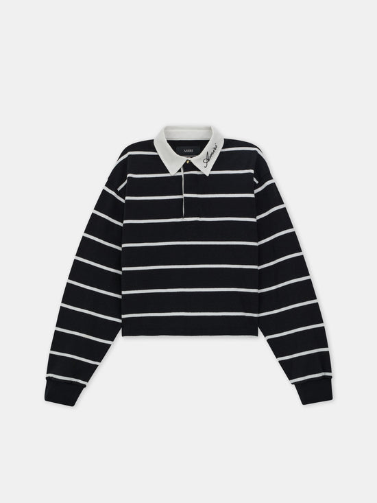 WOMEN - WOMEN'S STRIPED LS POLO - Black - AMIRI