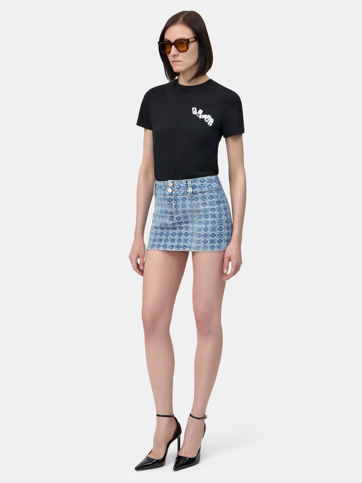 WOMEN - WOMEN'S MA QUAD JACQUARD MINI SKIRT - Stone Indigo - AMIRI