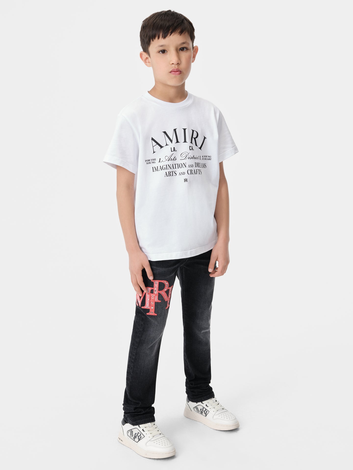 KIDS - KIDS' BANDANA STAGGERED LOGO JEAN - Faded Black