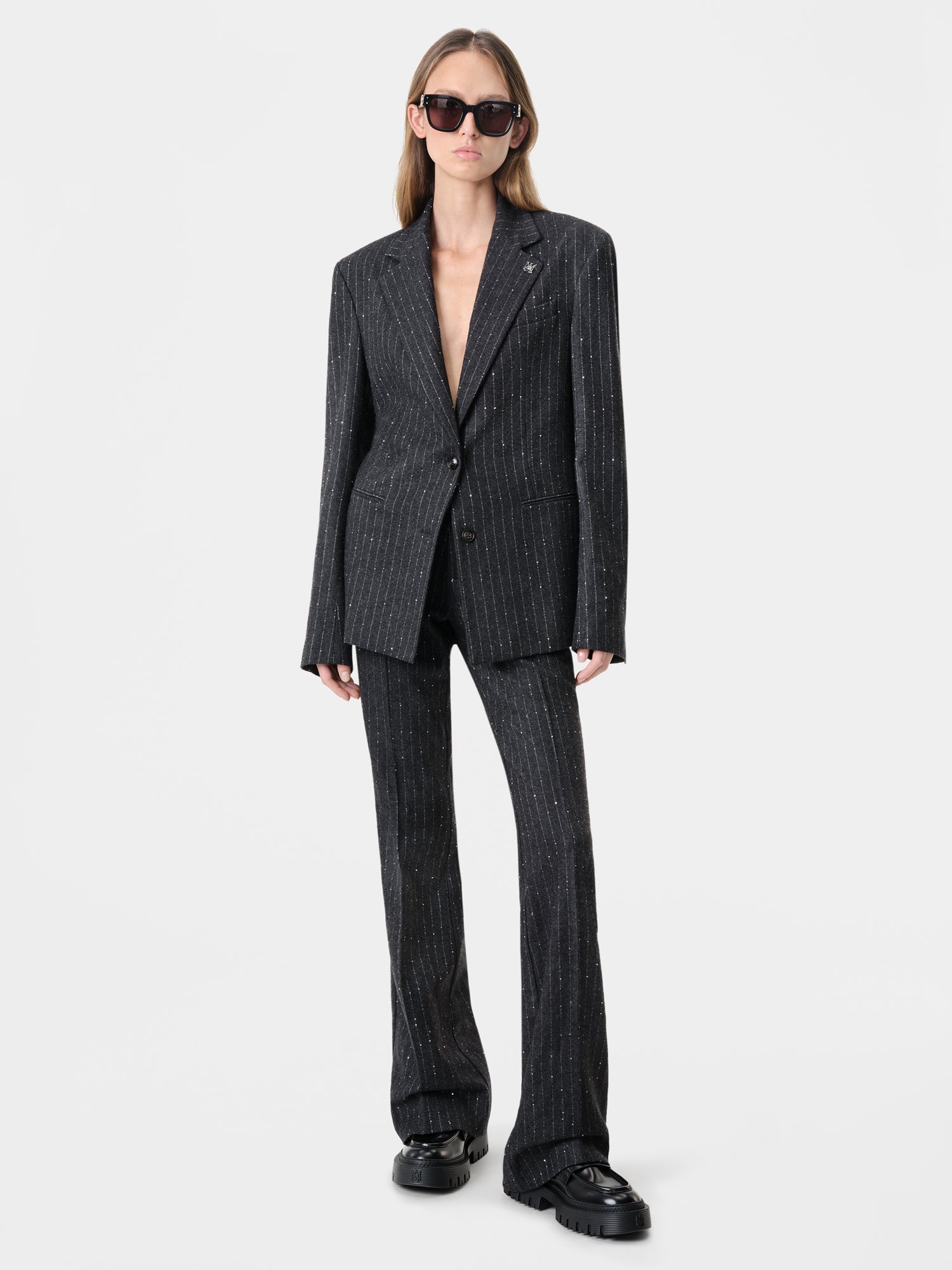 Product WOMEN - WOMEN'S SEQUIN PINSTRIPE KICK FLARE - Dark Grey featured image