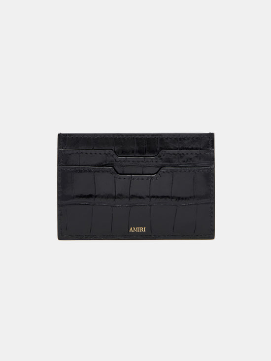 CROC EMBOSSED CARD HOLDER - BLACK - AMIRI
