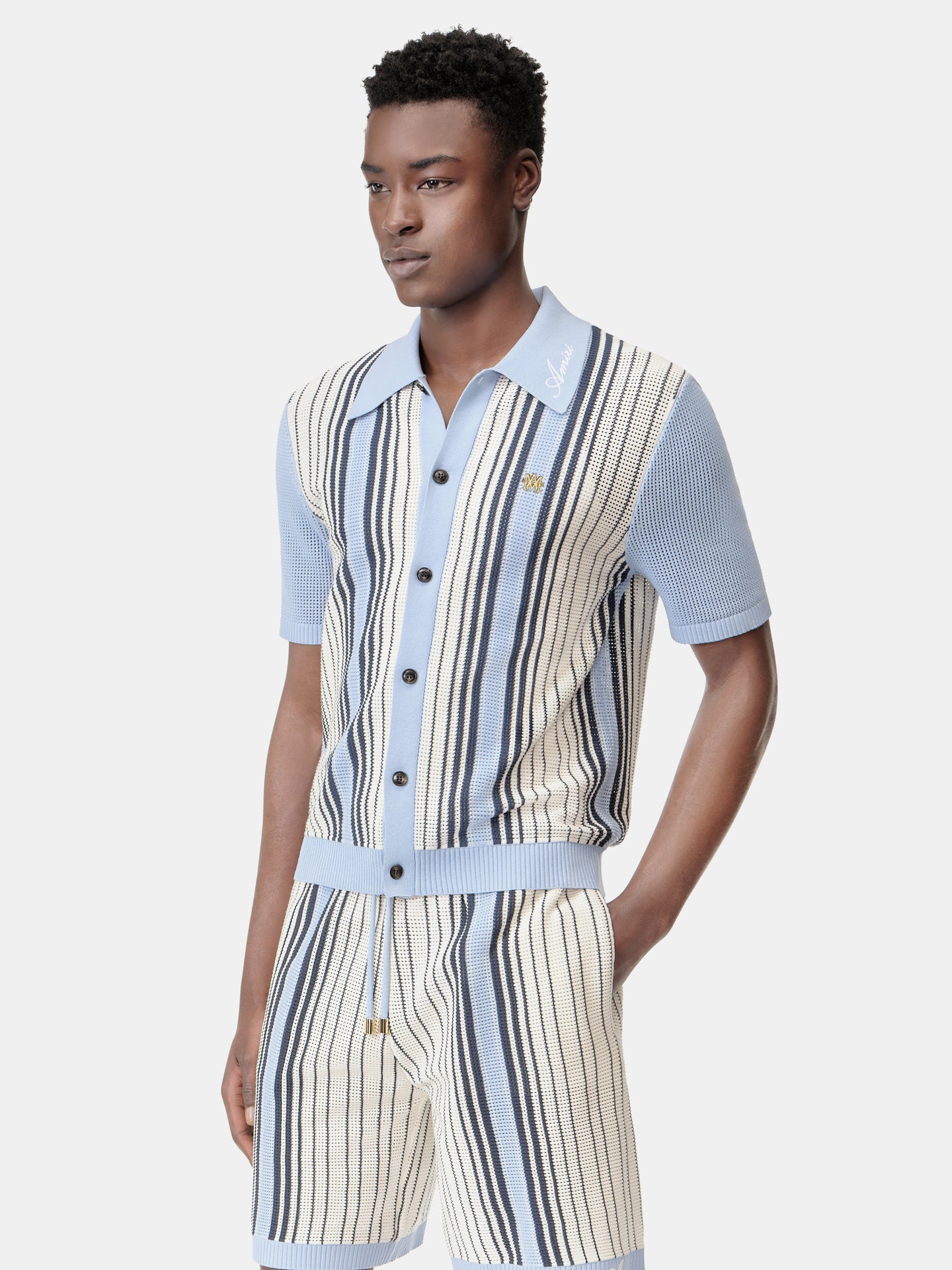 AMIRI SCRIPT STRIPE SHIRT - Ashley Blue - AMIRI