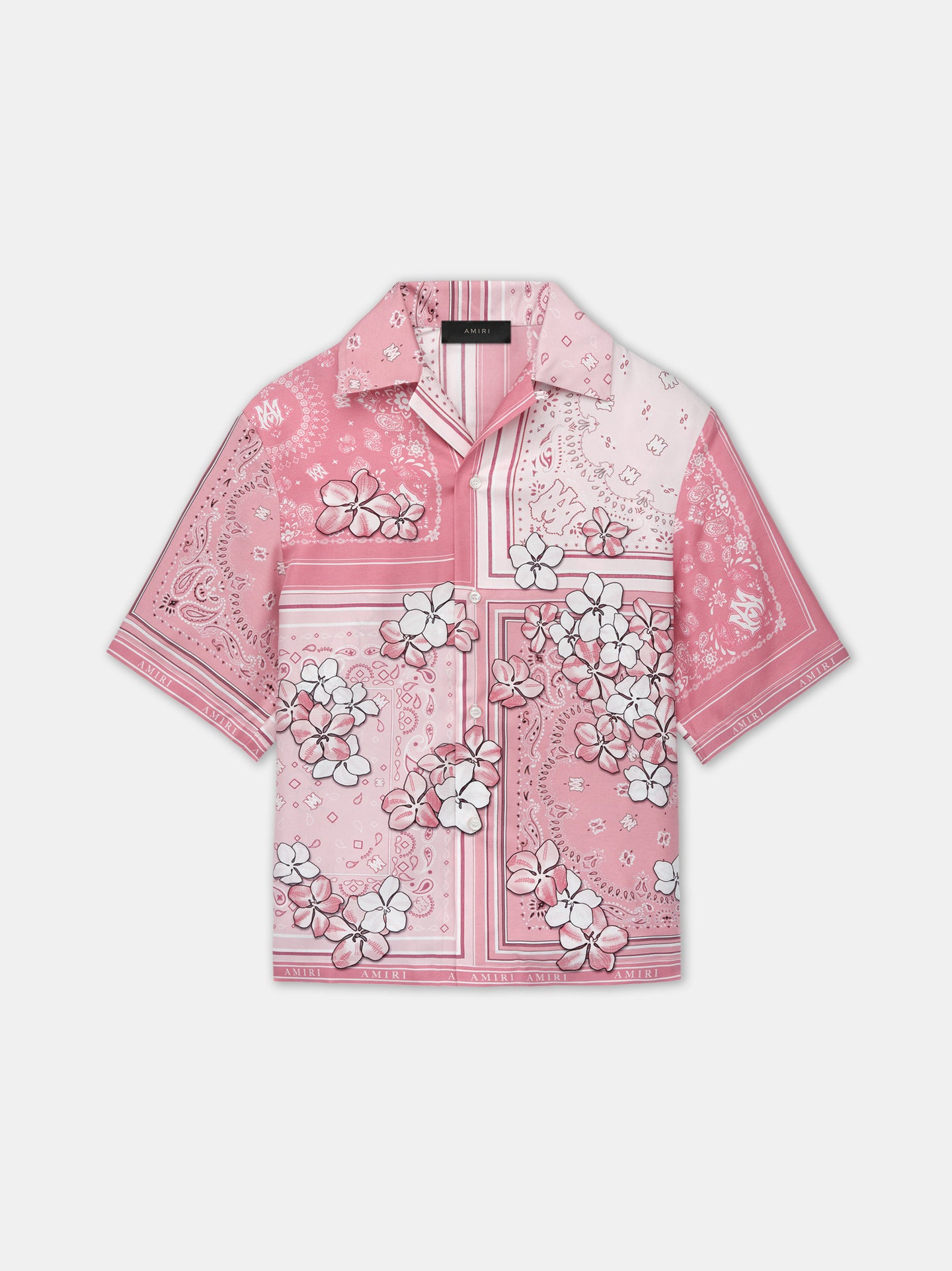 BANDANA FLORAL BOWLING SHIRT - Flamingo Pink