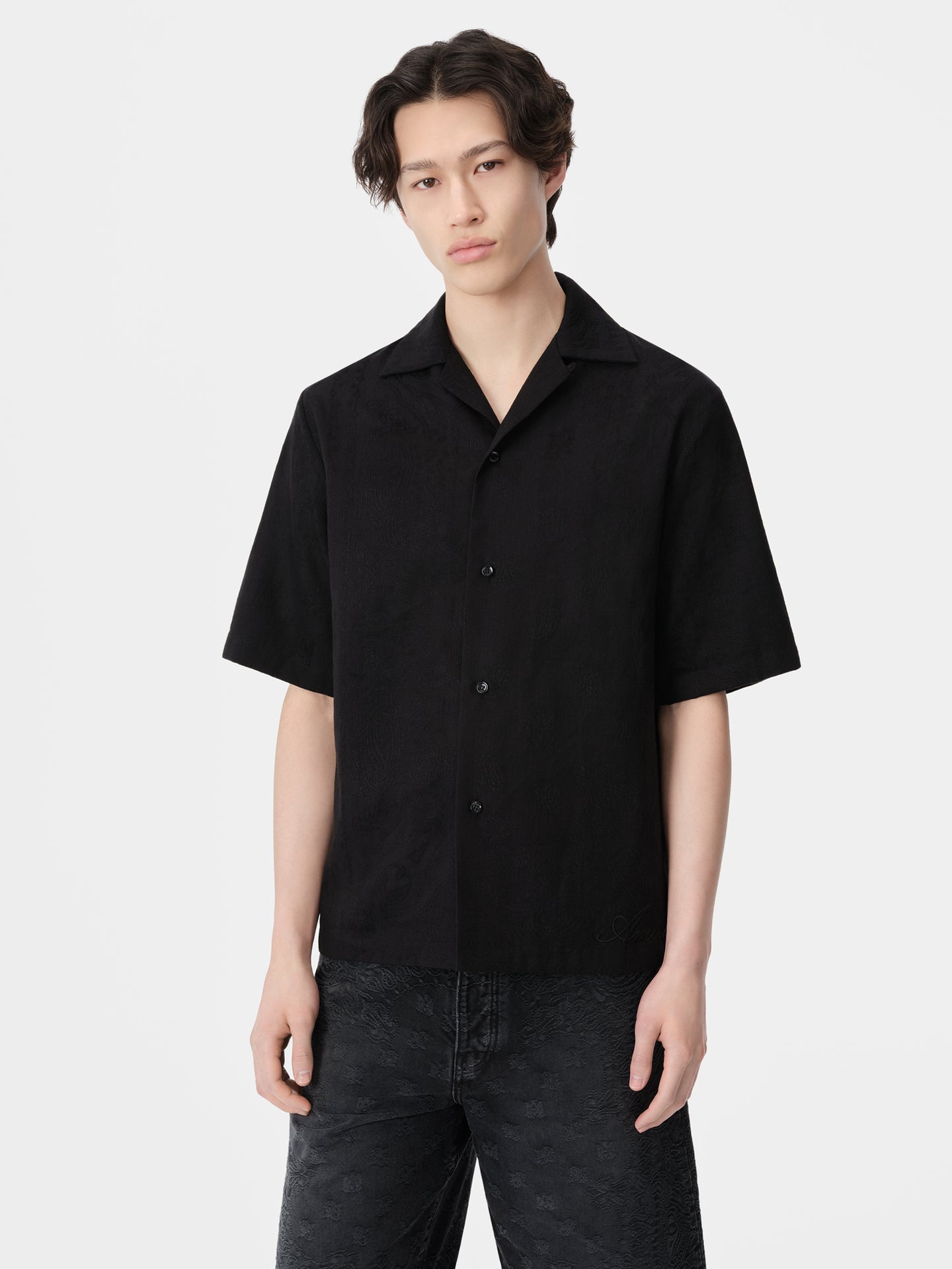 MA BANDANA LINEN CAMP SHIRT - Black