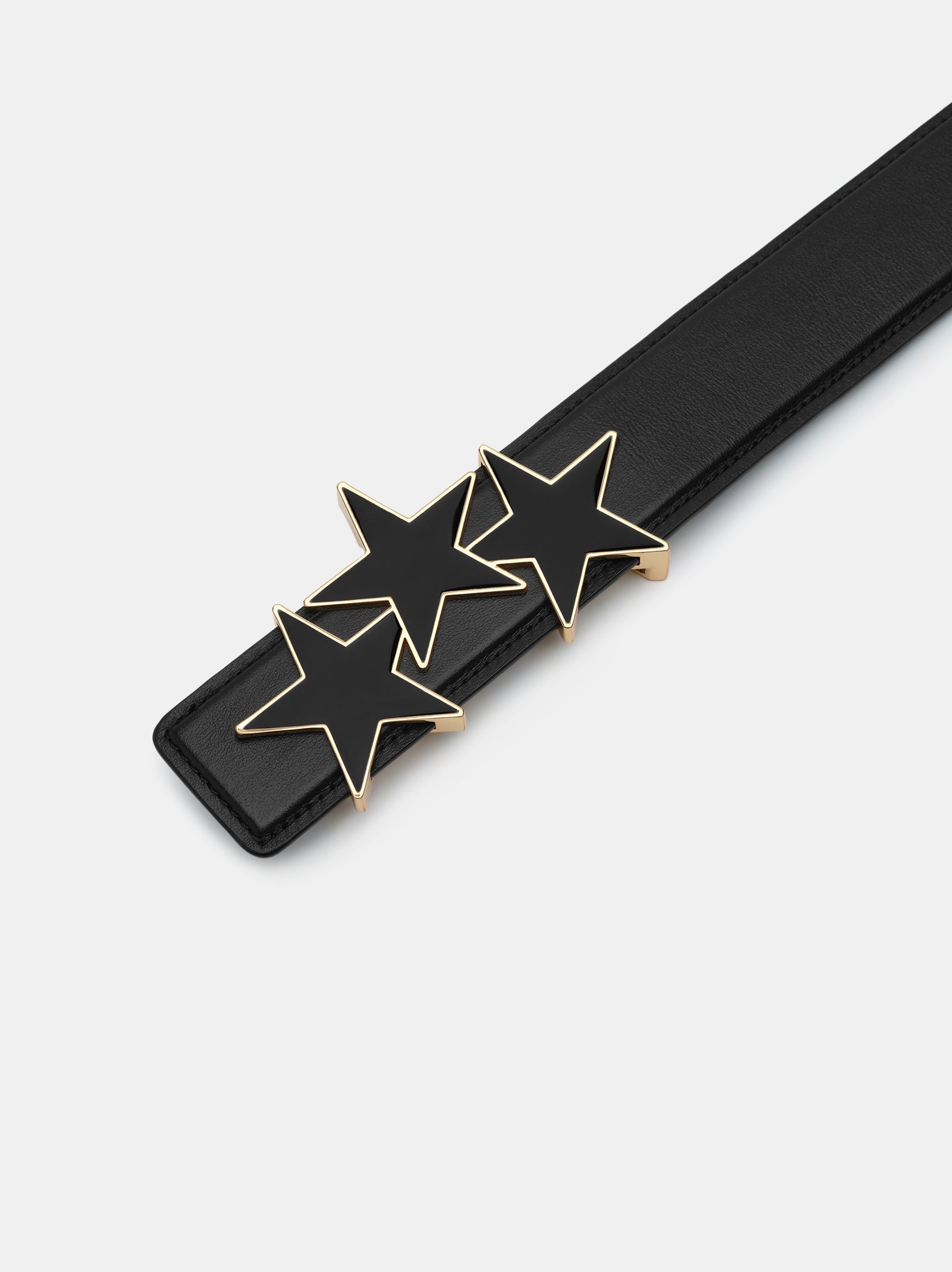 THREE STAR 4 CM BELT - Black