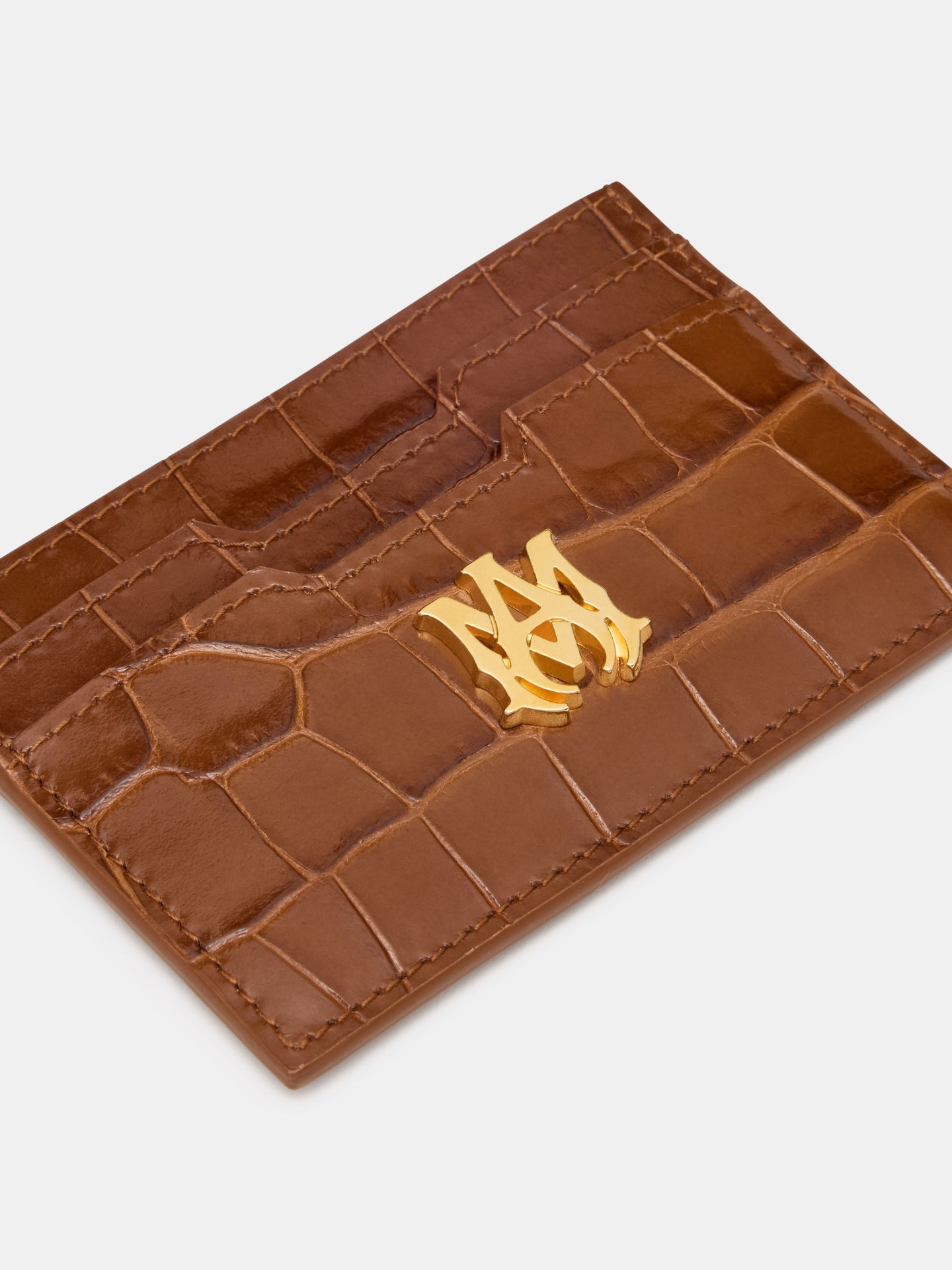 CROC EMBOSSED CARD HOLDER - MALT - AMIRI