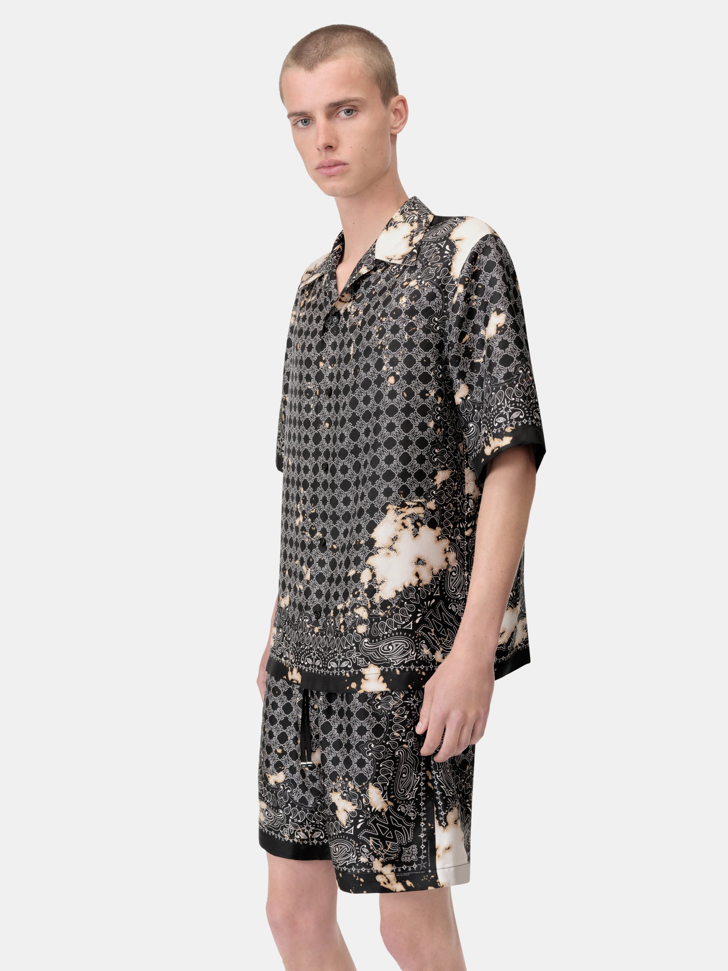 BLEACH BANDANA BOWLING SHIRT - Black - AMIRI