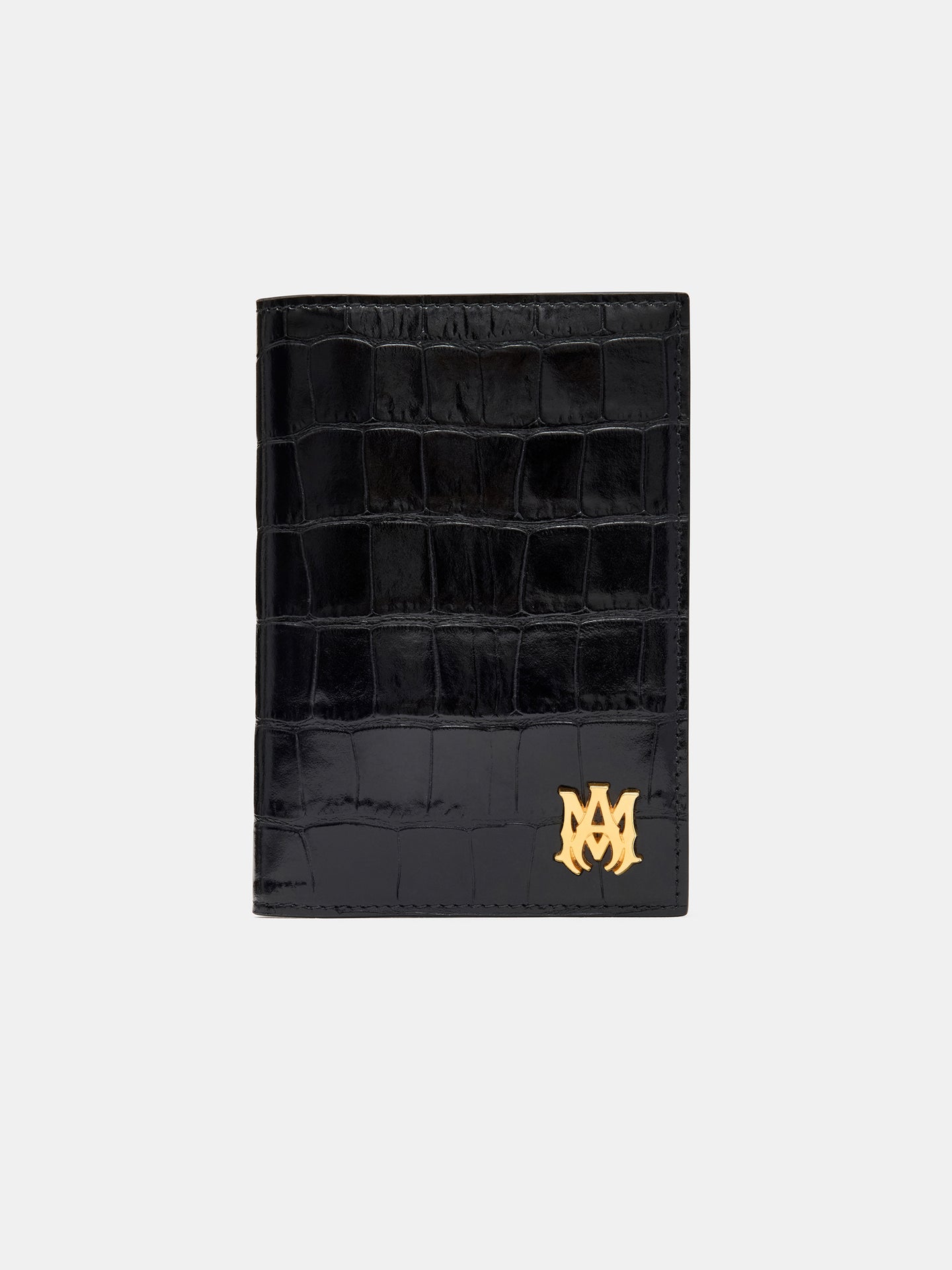 CROC EMBOSSED PASSPORT HOLDER - BLACK - AMIRI