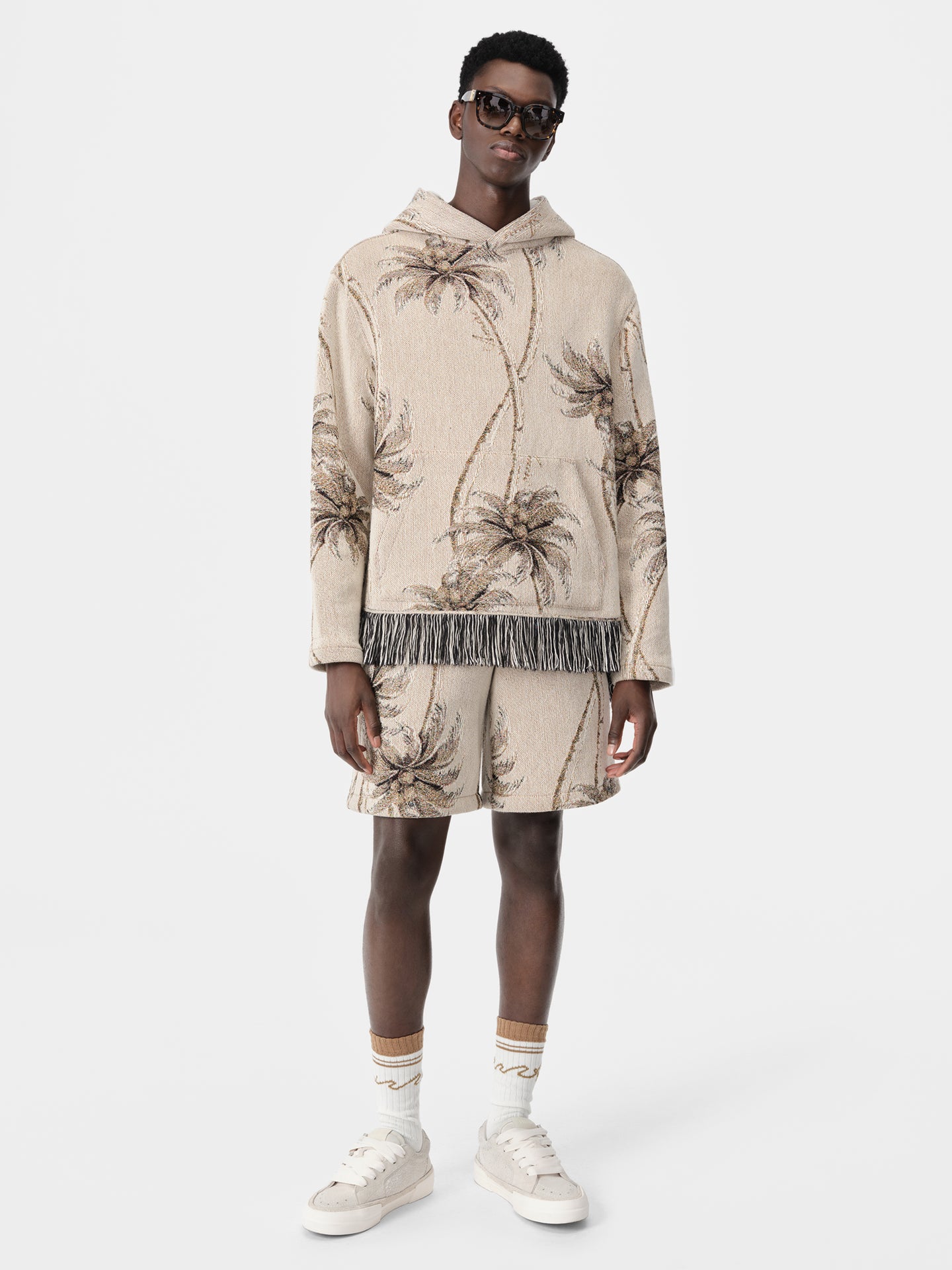 TWISTED PALMS TAPESTRY HOODIE - Alabaster