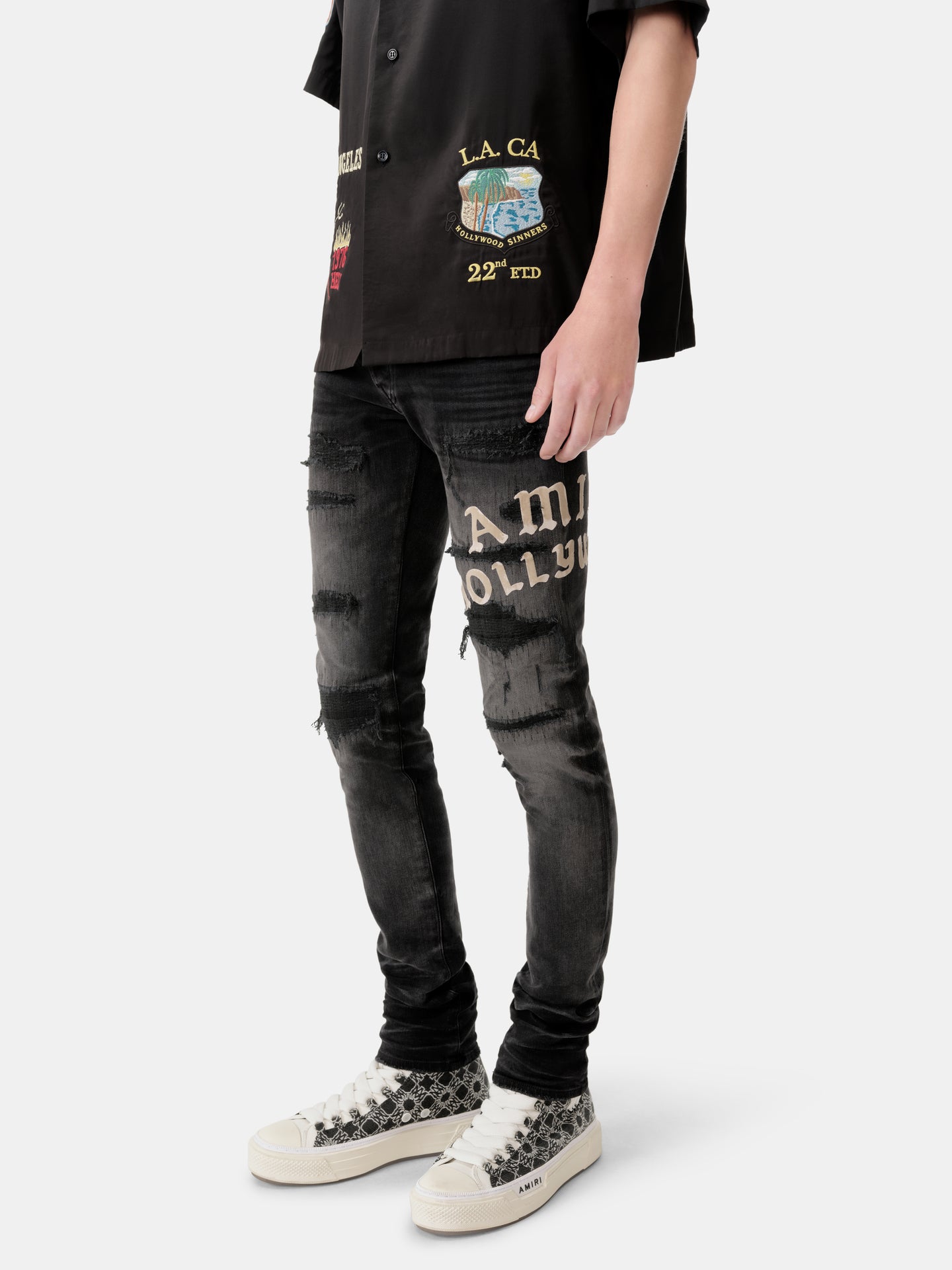 AMIRI HOLLYWOOD REPAIRED JEAN - Faded Black - AMIRI
