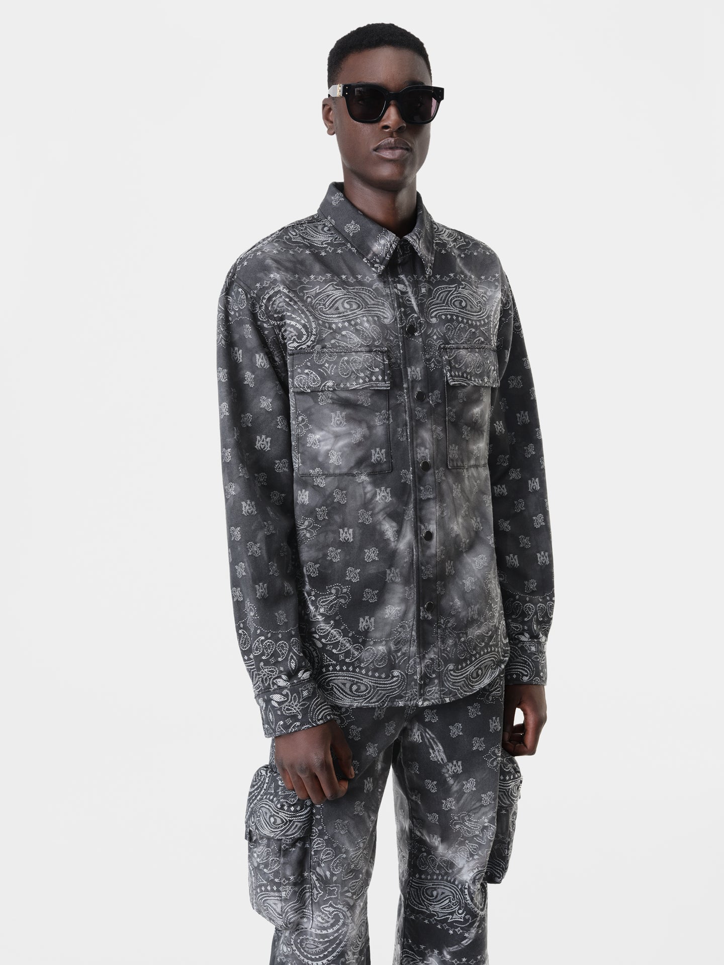 TIE DYE BANDANA OVERSHIRT - Dark Grey