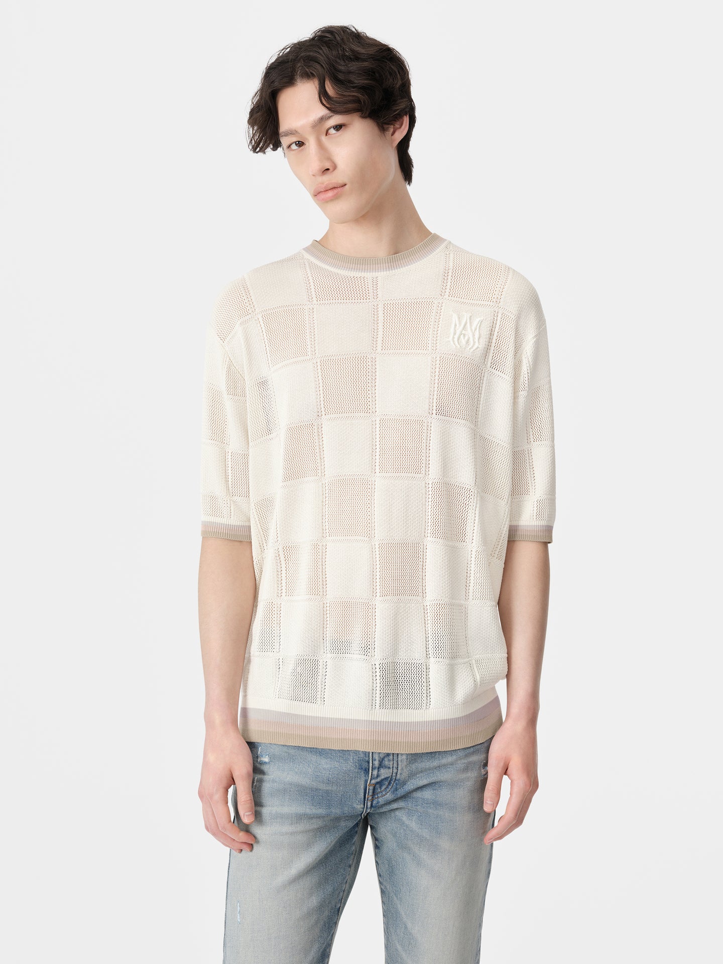 MA CHECKERED TEE - Birch