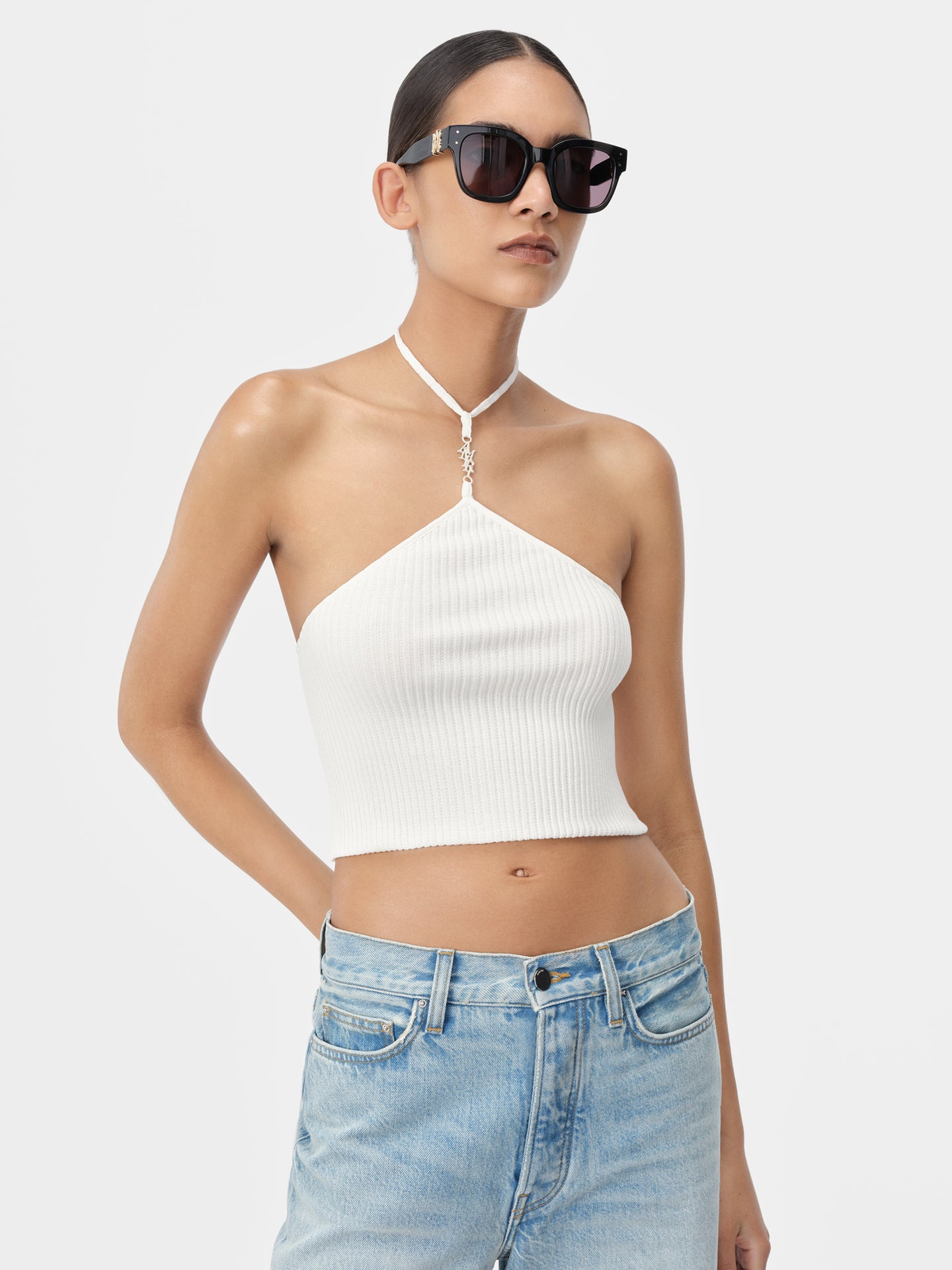 WOMEN - WOMEN'S AMIRI STACKED HALTER TOP - Alabaster