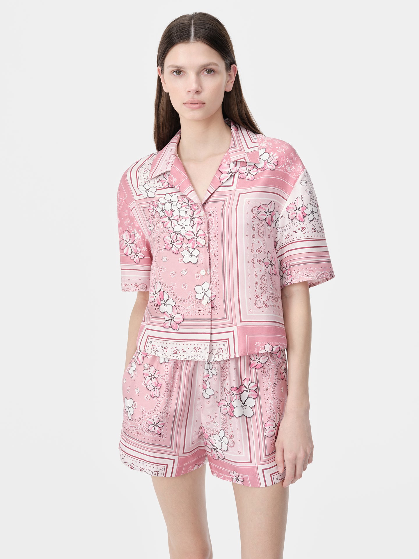 WOMEN - WOMEN'S BANDANA FLORAL SHIRT - Flamingo Pink