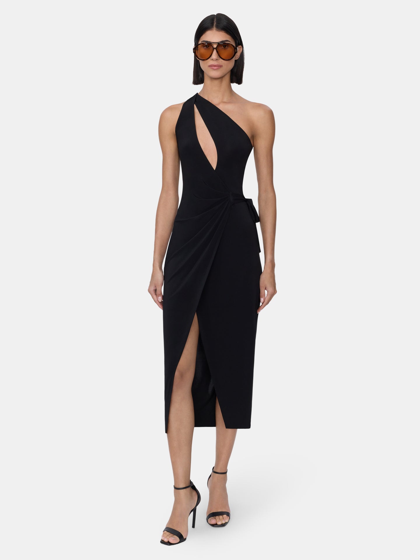 WOMEN - WOMEN'S ONE SHOULDER WRAP DRESS - BLACK - AMIRI
