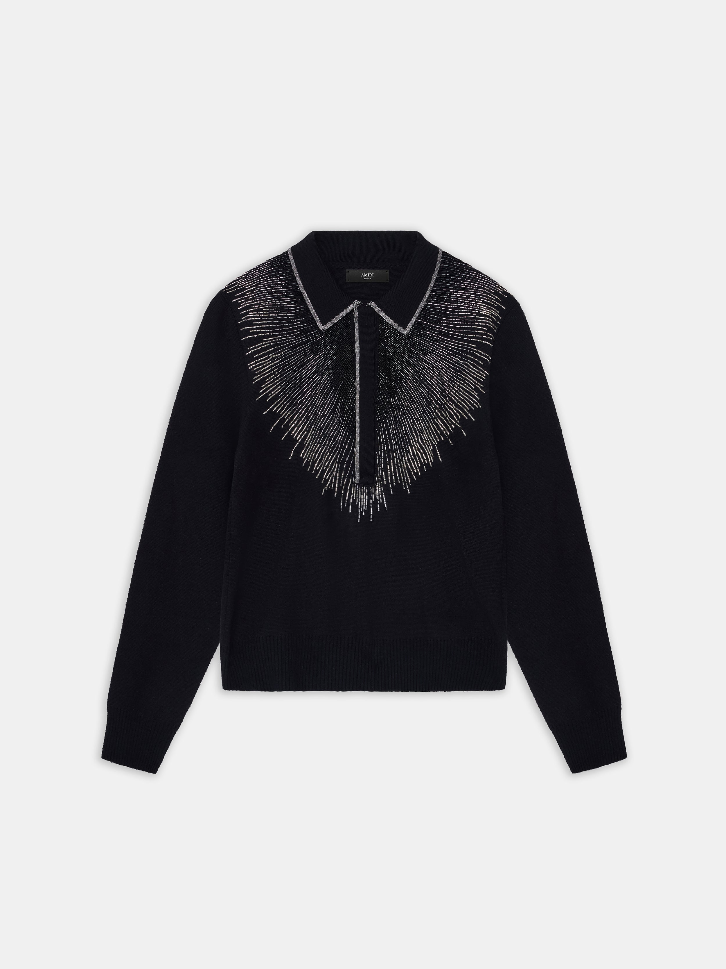 Product CRYSTAL LONG SLEEVE POLO - BLACK featured image