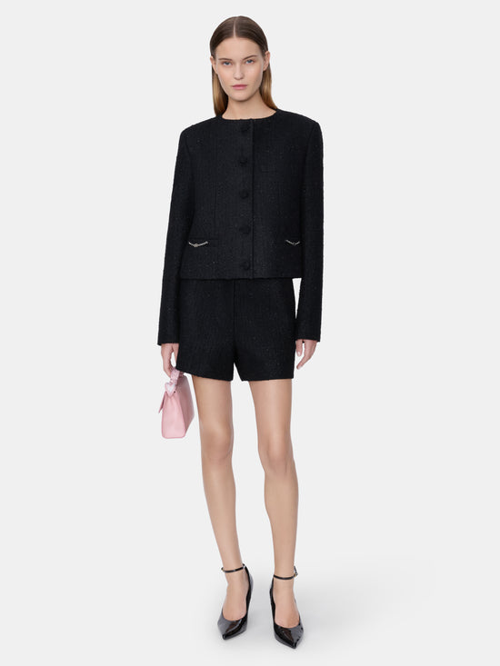 WOMEN - WOMEN'S SHIMMER BOUCLE JACKET - BLACK - AMIRI