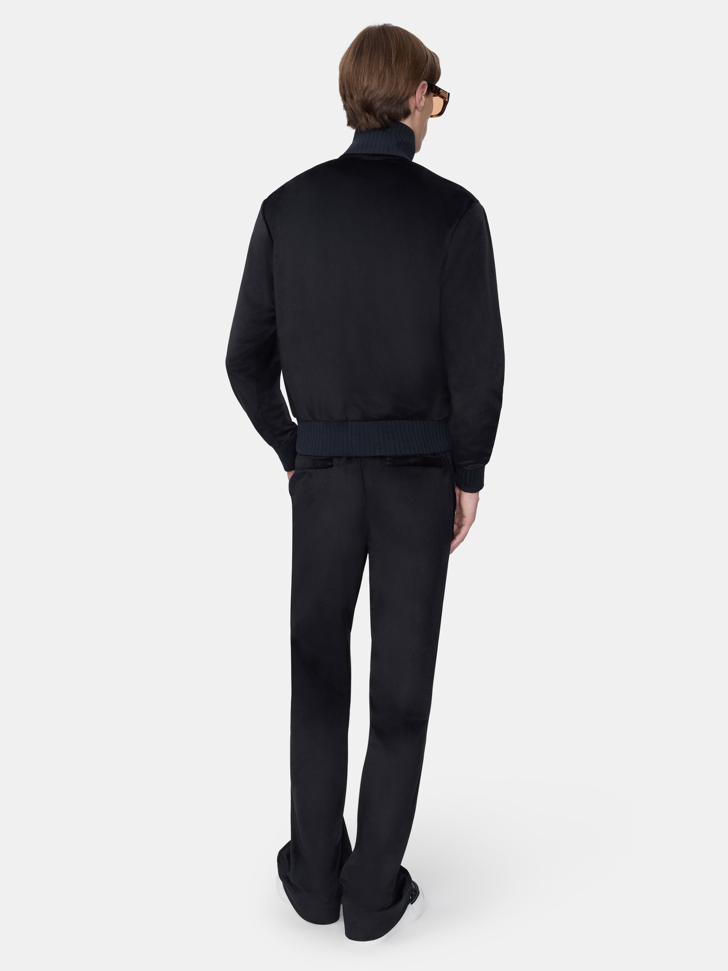 VELVET TRACK JACKET - BLACK