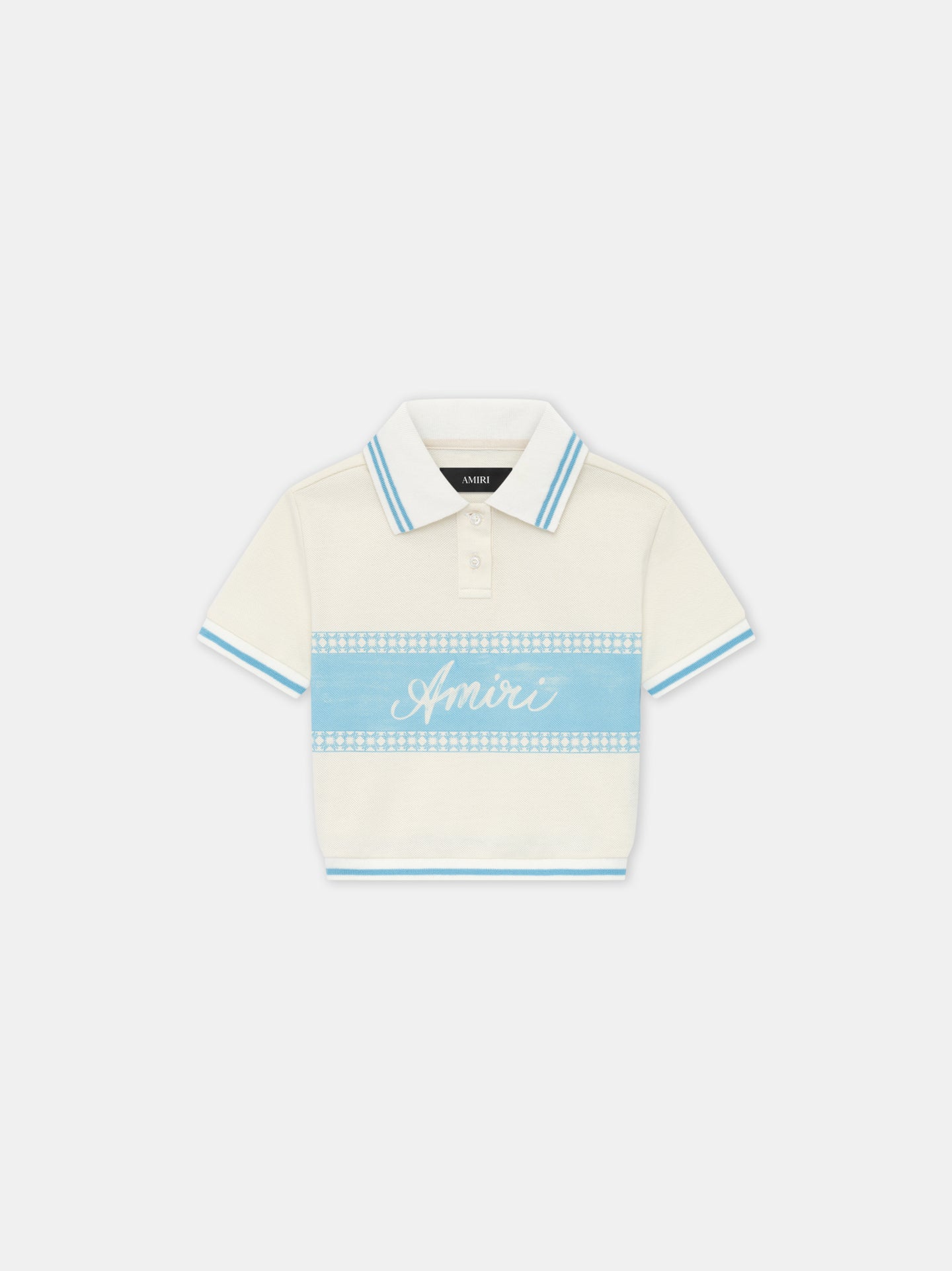 WOMEN - WOMEN'S AMIRI BOX SCRIPT CROPPED POLO - Ice Blue