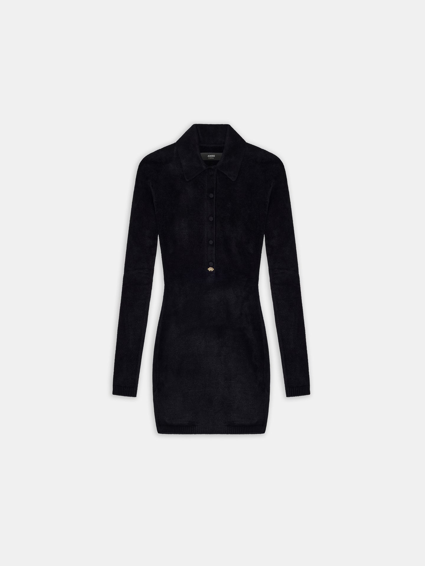 WOMEN - WOMEN'S VELVET LONG SLEEVE BUTTON DOWN DRESS - BLACK - AMIRI