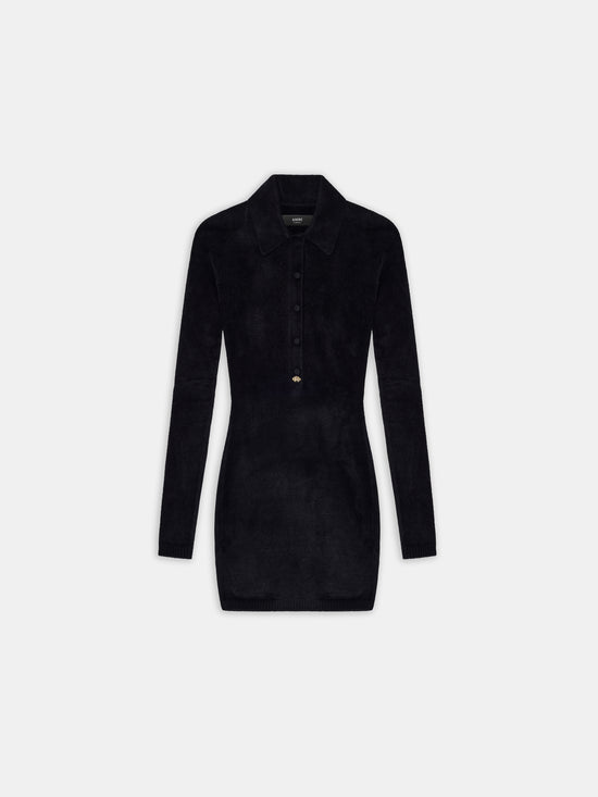 WOMEN - WOMEN'S VELVET LONG SLEEVE BUTTON DOWN DRESS - BLACK - AMIRI