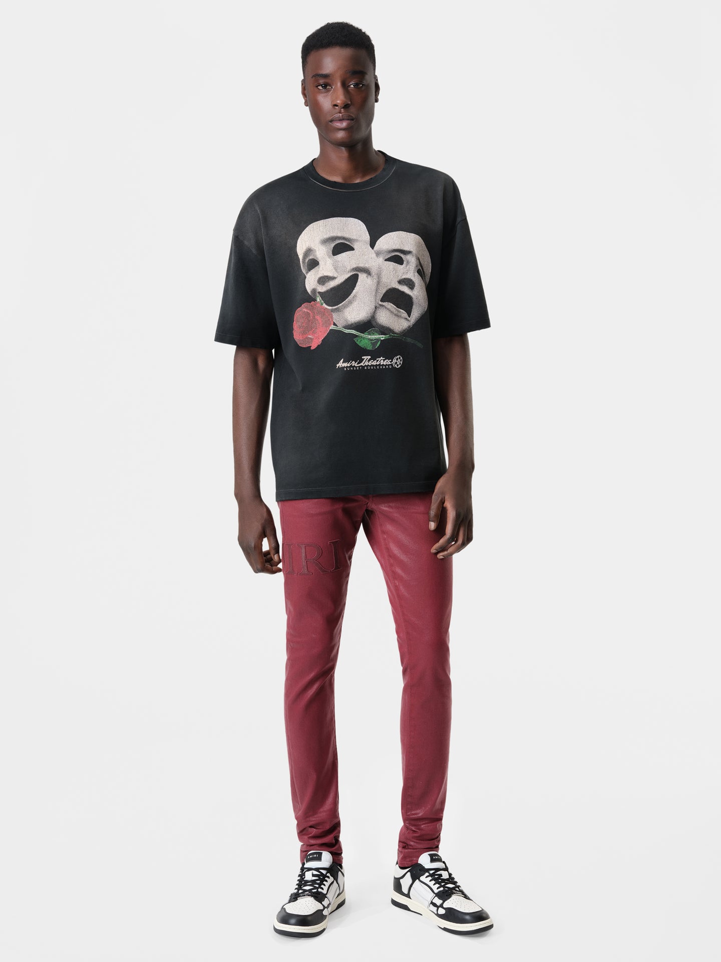 SERIF LOGO WAX SKINNY JEAN - Burgundy