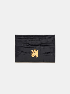 CROC EMBOSSED CARD HOLDER - BLACK - AMIRI