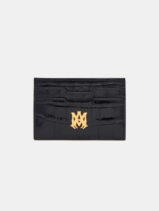 CROC EMBOSSED CARD HOLDER - BLACK - AMIRI