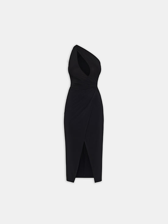 WOMEN - WOMEN'S ONE SHOULDER WRAP DRESS - BLACK - AMIRI
