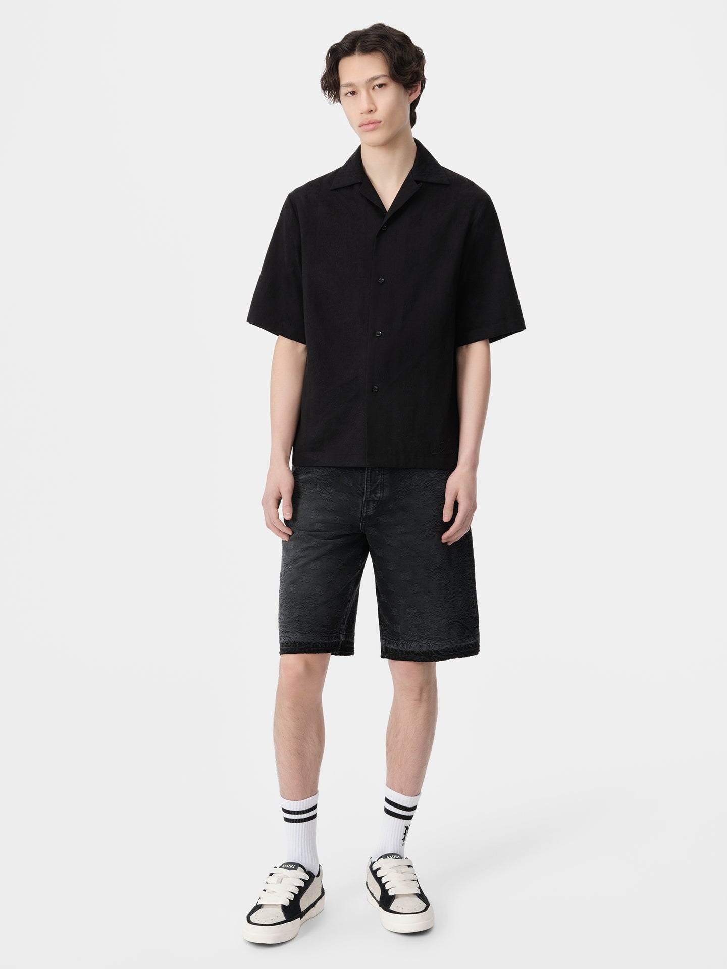 MA BANDANA LINEN CAMP SHIRT - Black