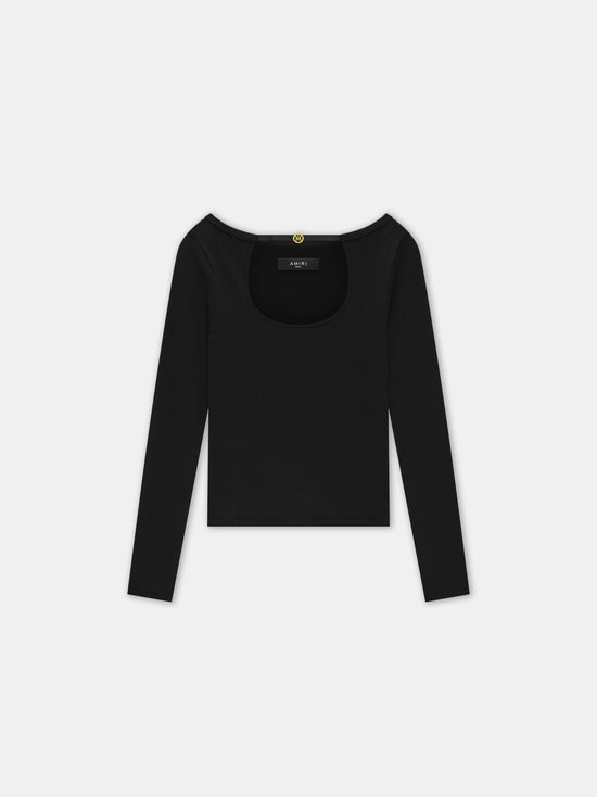 WOMEN - WOMEN'S LONG SLEEVE KEYHOLE TOP - Black